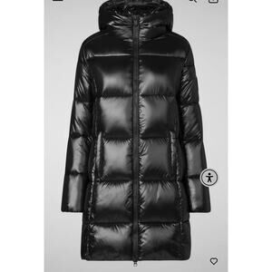 Save the duck HOODED ANIMAL FREE PUFFER COAT IN BLACK